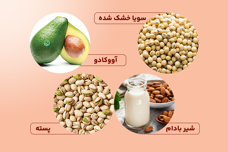 غذاهای پروتئینه؛ آووکادو، پسته، شیر بادام و سویا